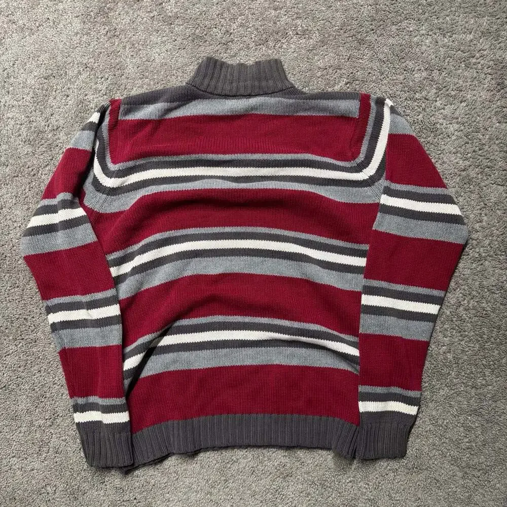 The Children's Place Boys Striped Quarter-Zip Sweater Red Gray White Size XL 14